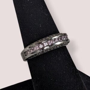(2/$20) Purple & White Stone Dark Tone Ring